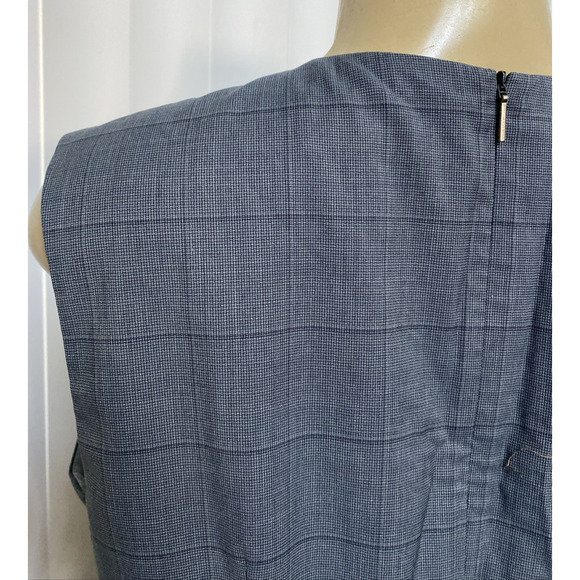 Hugo Boss Dress Sheath Dalanis V Neck Sleeveless Windowpane Check Wool Silk 10 M - Picture 6 of 10